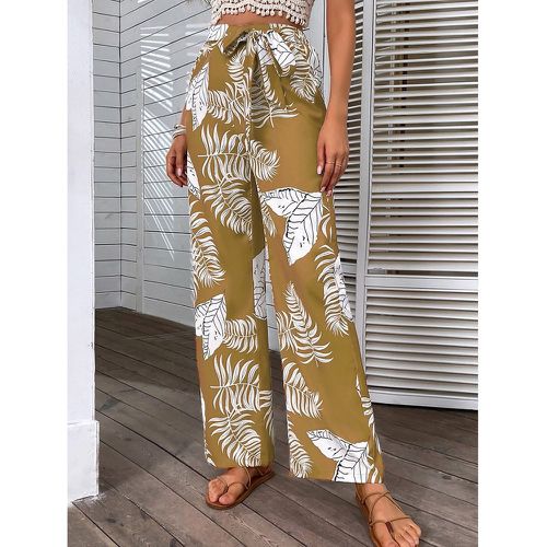 Pantalon à imprimé tropical ample ceinturé - SHEIN - Modalova