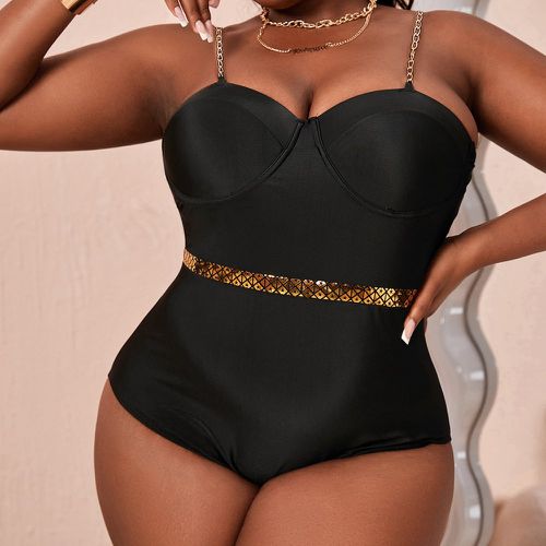 Maillot de bain une pièce push-up métallique chaîne sangle à nœud - SHEIN - Modalova