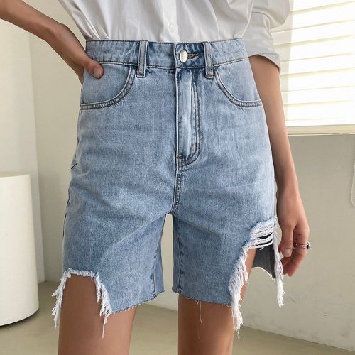 Short en jean déchiré effiloché taille haute - SHEIN - Modalova