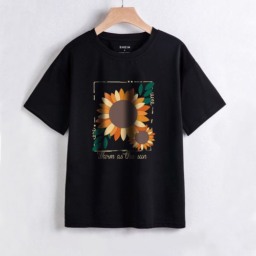 T-shirt fleuri à motif de lettre - SHEIN - Modalova