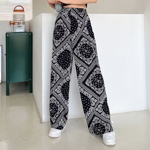 Pantalon ample à imprimé foulard fendu - SHEIN - Modalova