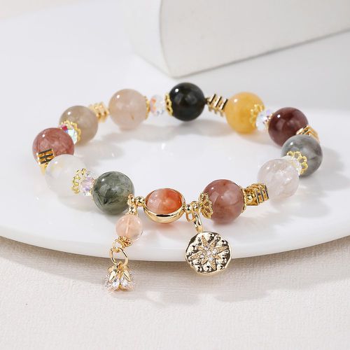 Bracelet perlé à fleur à cristal naturel - SHEIN - Modalova