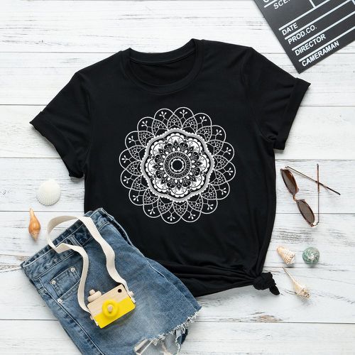 T-shirt à imprimé mandala - SHEIN - Modalova