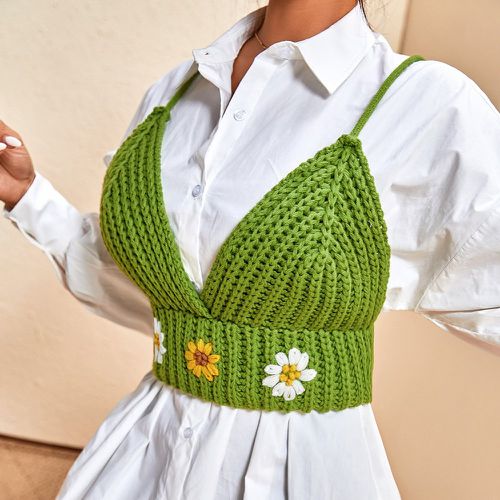 Top en tricot à fines brides fleuri à lacets - SHEIN - Modalova