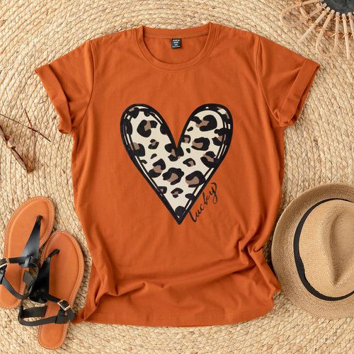 T-shirt léopard à imprimé cœur - SHEIN - Modalova