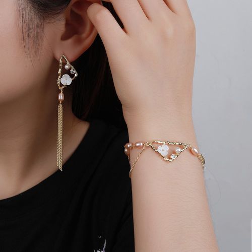 Pièces Set de bijoux à perle naturelle et chaîne à franges - SHEIN - Modalova