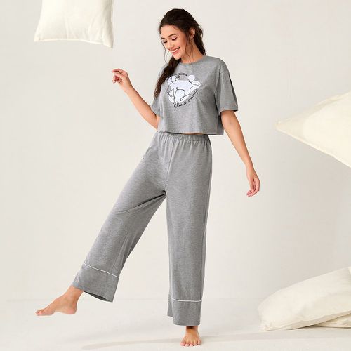 Ensemble pyjama pantalon & t-shirt à lettres - SHEIN - Modalova