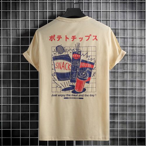 T-shirt à imprimé alimentaire et caractère japonais - SHEIN - Modalova