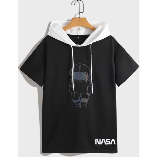 T-shirt réfléchissant à imprimé astronaute à cordon à capuche - SHEIN - Modalova