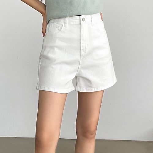 Short en jean taille haute à poche - SHEIN - Modalova