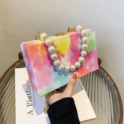 Sac boîte mini avec fausses perles tie dye - SHEIN - Modalova