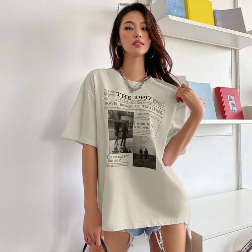 T-shirt à motif figure et lettre - SHEIN - Modalova