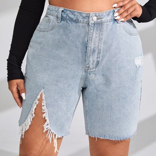 Short en jean déchiré ourlet effiloché fendu - SHEIN - Modalova