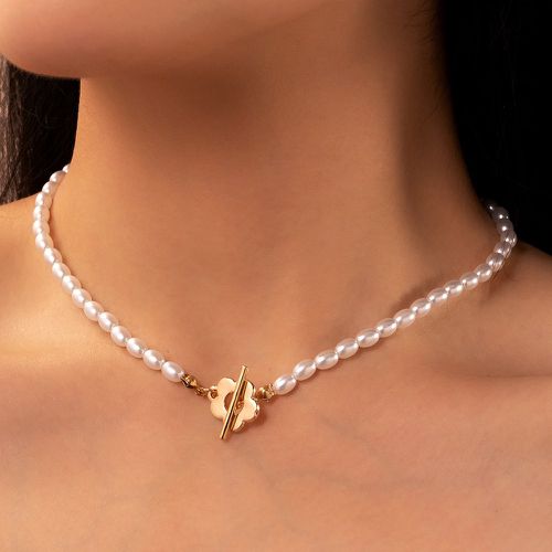 Collier avec fausses perles design fleur à boucle ot - SHEIN - Modalova