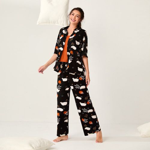Pièces Ensemble de pyjama à imprimé animal et tropical - SHEIN - Modalova