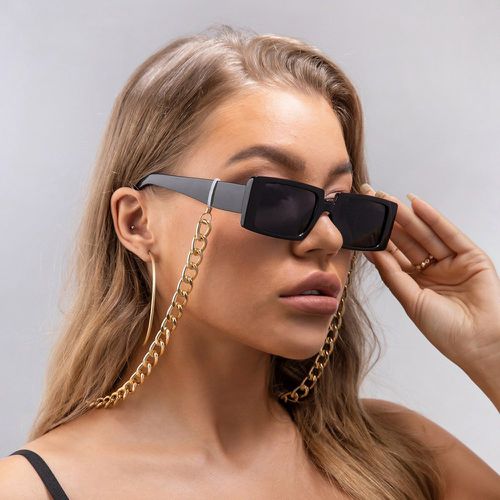 Lunettes de mode à monture carrée avec chaîne de lunettes - SHEIN - Modalova