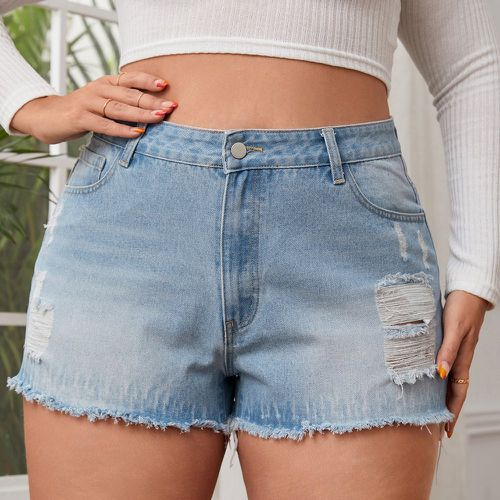 Short en jean déchiré à ourlet effiloché - SHEIN - Modalova