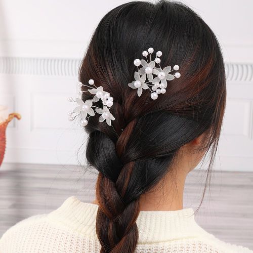 Pièces Épingle à cheveux fleur et perles - SHEIN - Modalova