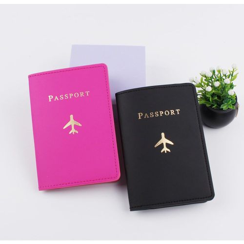 Pièces Étui à passeport rose fluo métallique à motif avion et lettres - SHEIN - Modalova