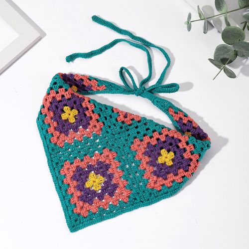 Foulard à blocs de couleurs en crochet - SHEIN - Modalova