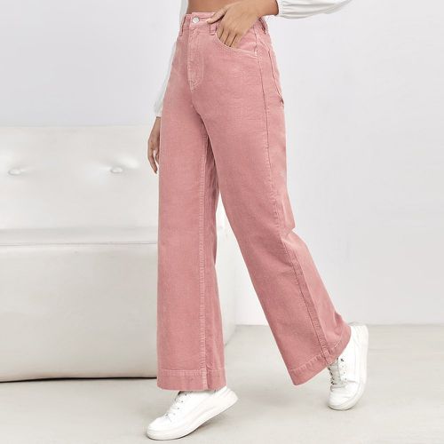 Pantalon taille haute à poche en velours côtelé - SHEIN - Modalova