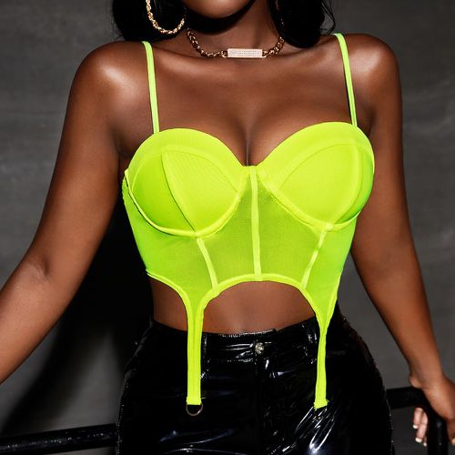 Top à fines brides fluo asymétrique bustier en tulle - SHEIN - Modalova