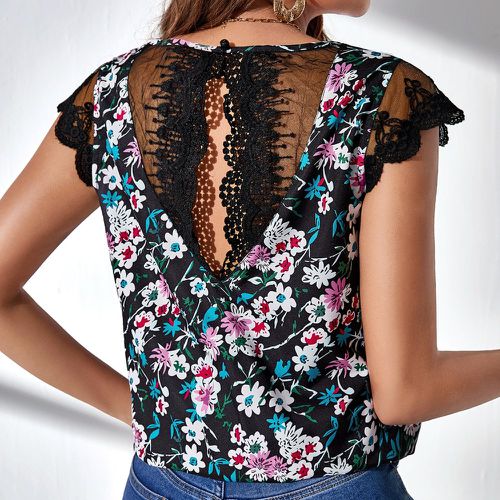 Blouse à imprimé floral en dentelle festonné - SHEIN - Modalova