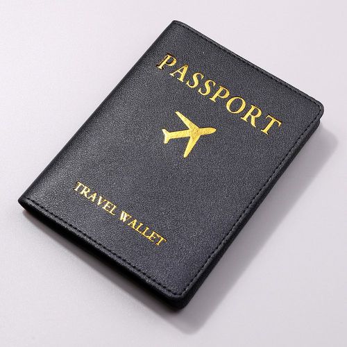 Étui à passeport métallique à motif d'avion et de lettres - SHEIN - Modalova