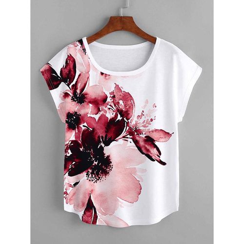 T-shirt à imprimé floral manches dolman - SHEIN - Modalova