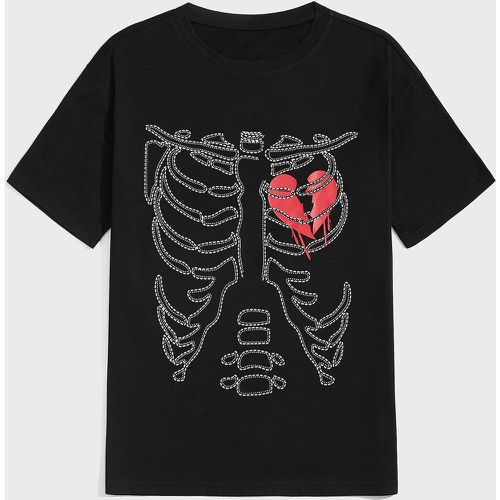 Homme T-shirt cœur & squelette - SHEIN - Modalova