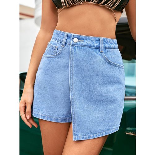 Jupe-short en jean taille haute croisé - SHEIN - Modalova