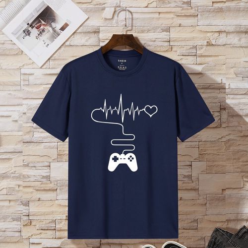 T-shirt à imprimé manette de jeu et cœur - SHEIN - Modalova