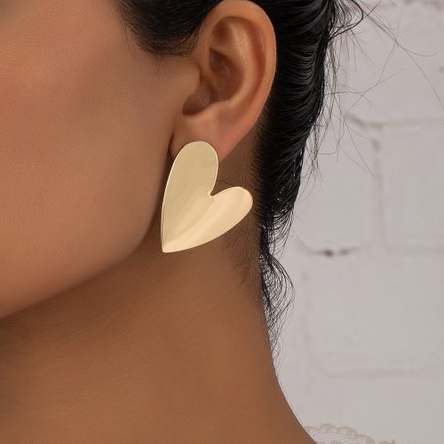 Paire de boucles d'oreilles métalliques en forme de cœur . Idéal pour la Saint-Valentin, mère, maman, fête des mères, cadeau - SHEIN - Modalova