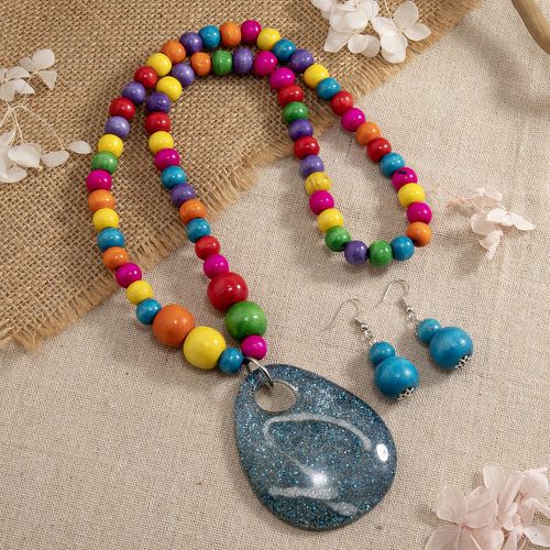 Pièces Set de bijoux à blocs de couleurs à perle à détail goutte d'eau - SHEIN - Modalova