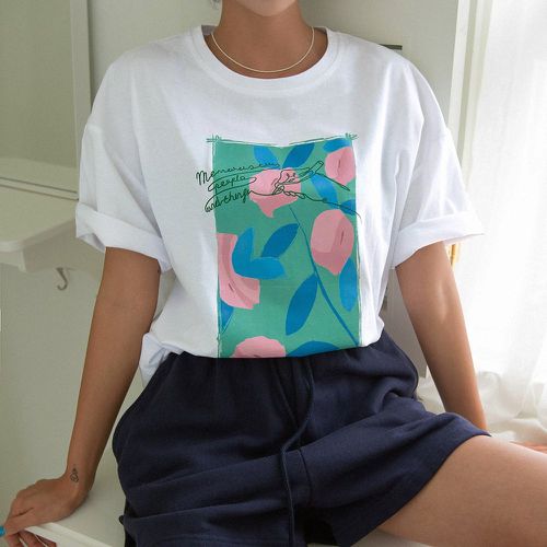 T-shirtss Casual Floral Slogan - SHEIN - Modalova