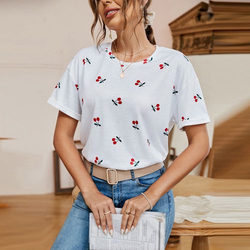 T-shirt à imprimé cerise - SHEIN - Modalova