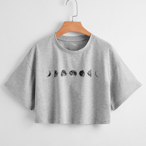 T-shirt court à imprimé lune - SHEIN - Modalova