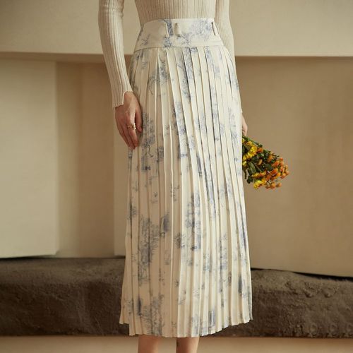 Jupe plissée taille haute à imprimé floral - SHEIN - Modalova