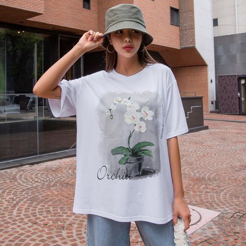 T-shirt slogan et floral - SHEIN - Modalova