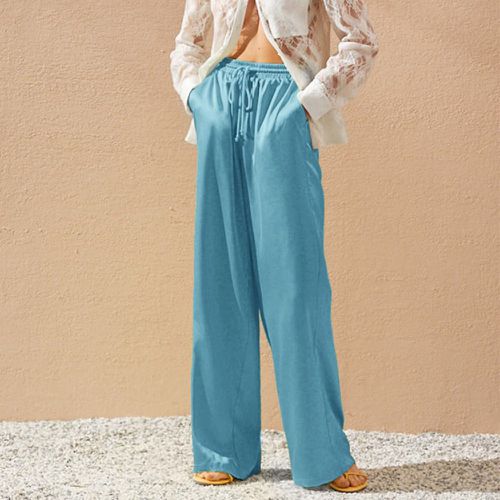 Pantalon à cordon à poche en satin - SHEIN - Modalova
