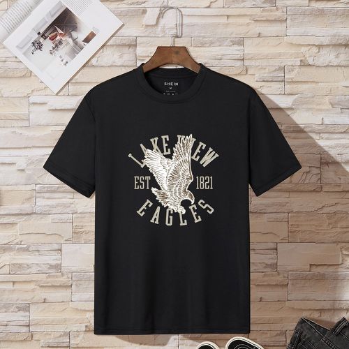 T-shirt à motif d'aigle et de lettres - SHEIN - Modalova
