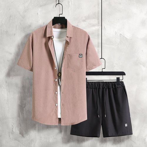 Chemise patch à poche & Short à cordon (sans t-shirt) - SHEIN - Modalova