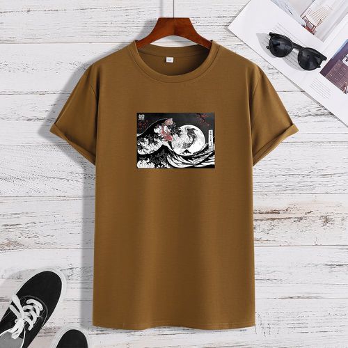 T-shirt vague & à imprimé poisson - SHEIN - Modalova
