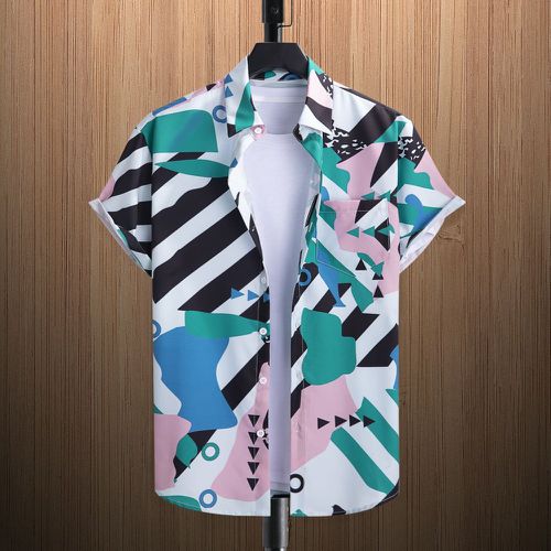 Chemise à imprimé géométrique à patch à poche (sans t-shirt) - SHEIN - Modalova