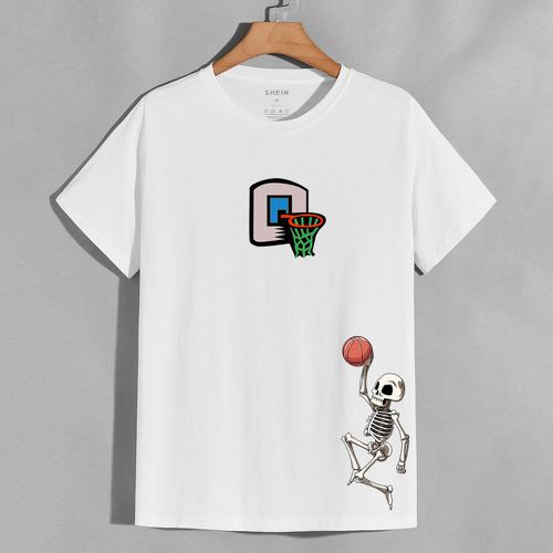 T-shirt à imprimé basket-ball et squelette - SHEIN - Modalova