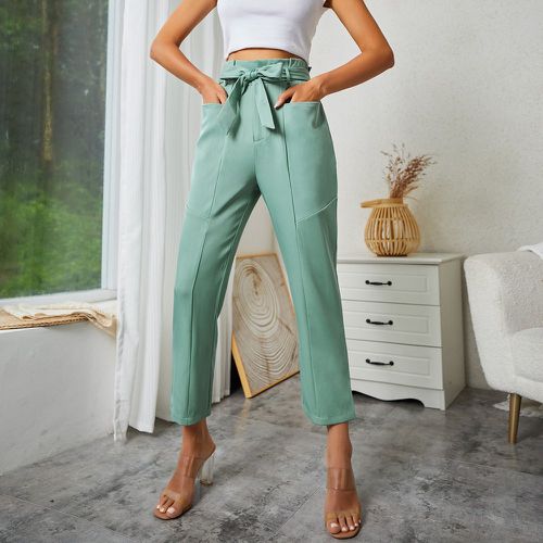 Pantalon unicolore double poche ceinturé - SHEIN - Modalova