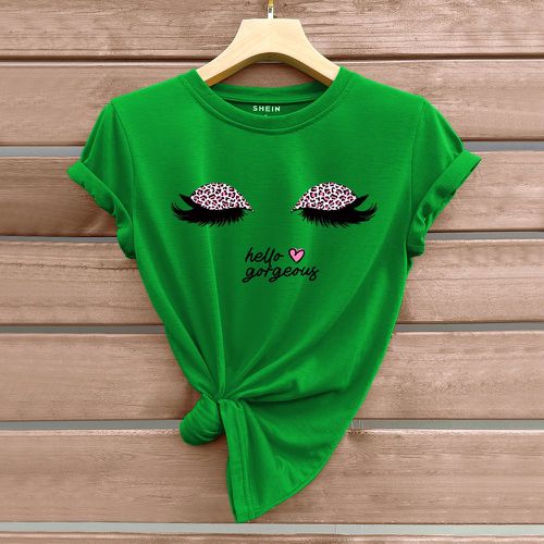 T-shirt léopard et slogan - SHEIN - Modalova