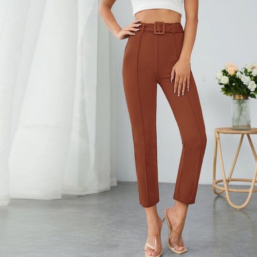 Pantalon trapèze taille haute couture à boucle ceinturé - SHEIN - Modalova