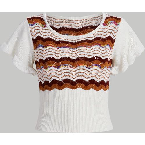 Top en tricot à blocs de couleurs à plis - SHEIN - Modalova