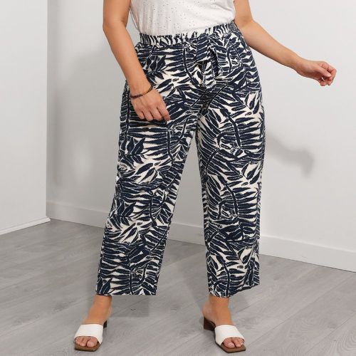 Pantalon ample à imprimé tropical à nœud - SHEIN - Modalova